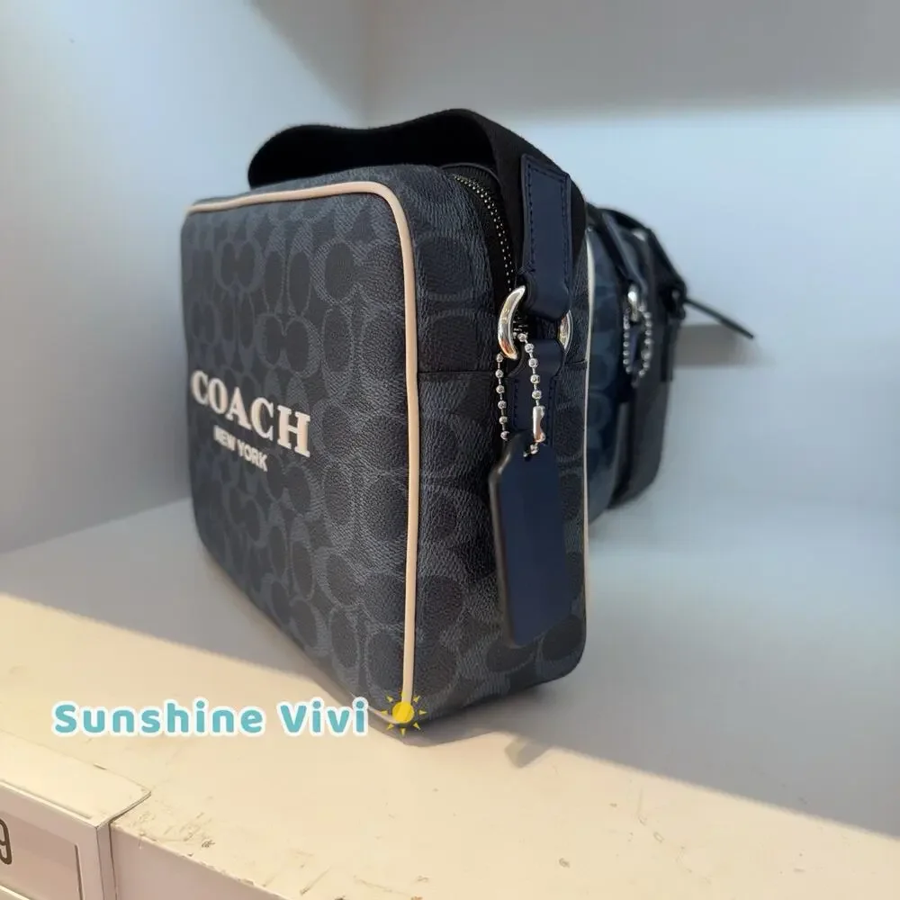 NWT Coach Colton Crossbody Bag 25 Signature Canvas With Coach Graphic ink blue